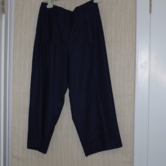 lafayette 148 NY Navy Blue wool cashmere wide leg Cropped pants Size:10 - Picture 1 of 5